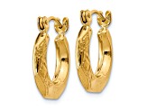 14k Yellow Gold 9/16" Polished Patterned Hoop Earrings