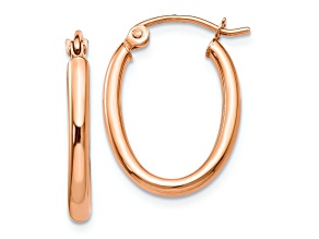 10k Rose Gold 13/16" Oval Hoop Earrings