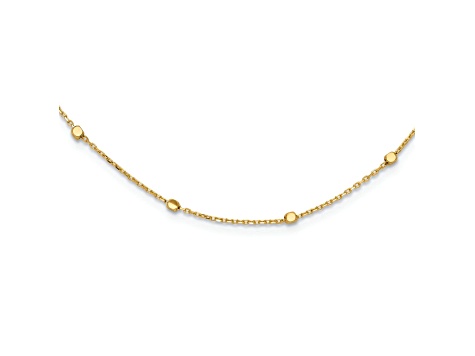 14K Yellow Gold Polished Cube Stations with 2-inch Ext. Necklace