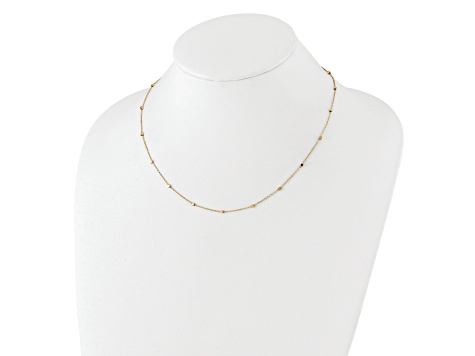 14K Yellow Gold Polished Cube Stations with 2-inch Ext. Necklace