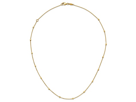 14K Yellow Gold Polished Cube Stations with 2-inch Ext. Necklace