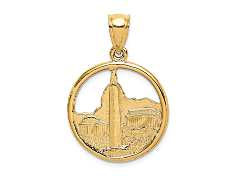 14k Yellow Gold Textured Washington D.C. Skyline Circle Charm