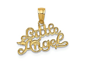 14k Yellow Gold Textured Little Angel pendant