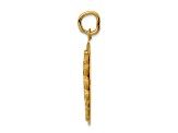 14k Yellow Gold Textured Caduceus Disc Charm Pendant