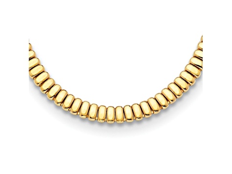 14K Yellow Gold 9.5mm Band Link Omega Style 16.5-inch Necklace
