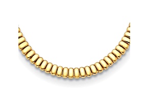 14K Yellow Gold 9.5mm Band Link Omega Style 16.5-inch Necklace