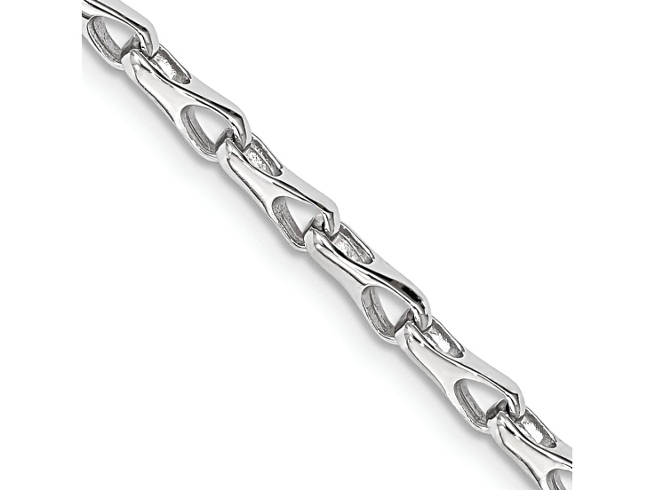 Rhodium Over 14k White Gold Hand-polished 3.5mm Fancy Link Bracelet