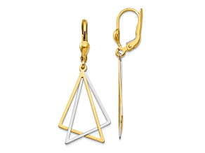 14K Two-tone Gold Triangles Dangle Earrings
