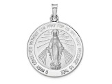 Rhodium Over 14k White Gold Polished Miraculous Solid Medal Pendant