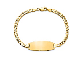 14k Yellow Gold Oval Curb Link ID Bracelet