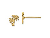 14k Yellow Gold Textured Mini Double Palm Tree Stud Earrings