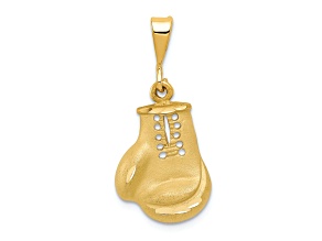 14k Yellow Gold Satin and Diamond-Cut Boxing Glove Charm