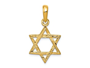 14k Yellow Gold Textured Star of David Pendant