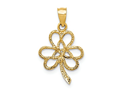 14K Yellow Gold Polished Trinity Clover Pendant