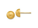 14k Yellow Gold Satin 8mm Half Ball Stud Earrings