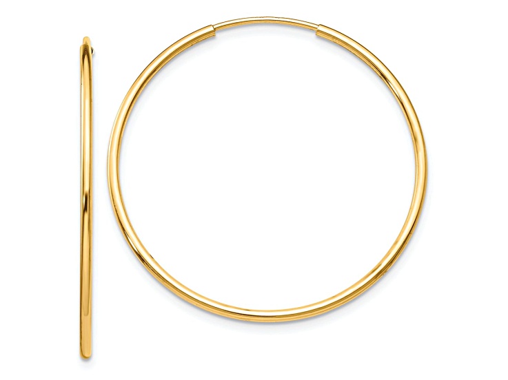 10k Yellow Gold Polished 1 3/8" Endless Tube Hoop Earrings