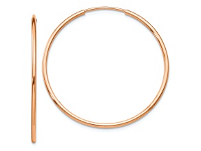 10k Rose Gold Polished 1 3/8" Endless Tube Hoop Earrings