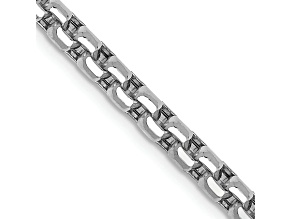 Rhodium Over 14k White Gold 3.6mm Round Box Link 22 Inch Chain