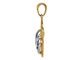 14k Yellow Gold and Rhodium Over 14k Yellow Gold Textured Large Double Flip-Flop Pendant