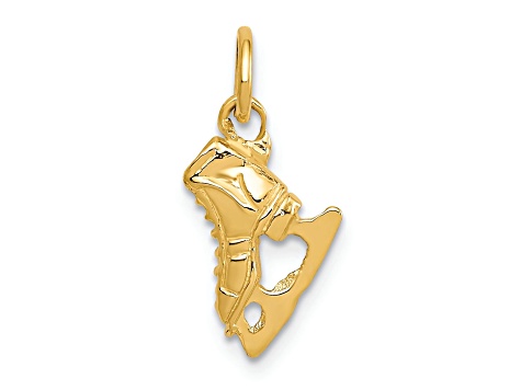 14k Yellow Gold Textured Ice Skate Charm Pendant