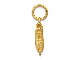 14k Yellow Gold Textured Ice Skate Charm Pendant