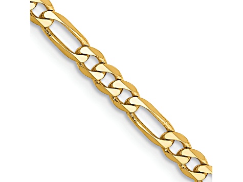 14K Yellow Gold 3mm Flat Figaro Chain Necklace