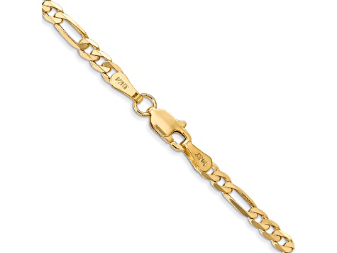 14K Yellow Gold 3mm Flat Figaro Chain Necklace