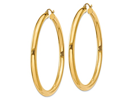 10k Yellow Gold Polished 2 3/16" Tube Hoop Earrings