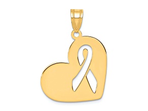 14k Yellow Gold Heart with Cut-Out Awareness Ribbon Charm
