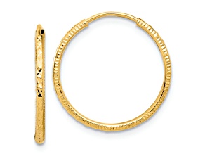 14k Yellow Gold Diamond-Cut 3/4" Endless Hoop Earrings