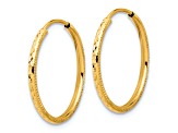 14k Yellow Gold Diamond-Cut 3/4" Endless Hoop Earrings