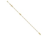 14K Yellow Gold Polished Cross Rosary 7.5 Inch Bracelet