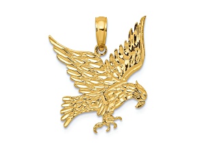 14k Yellow Gold Textured Eagle Pendant
