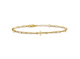 14K Yellow Gold Cross Link with 1-inch Extension Anklet