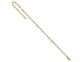 14K Yellow Gold Cross Link with 1-inch Extension Anklet