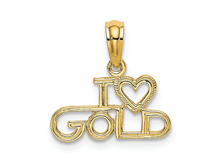 10K Yellow Gold Polished and Textured I Love Gold Charm
