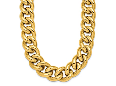 14K Yellow Gold 14.8mm Curb 18-inch Necklace