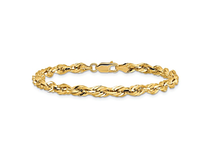 10k Yellow Gold 4.25mm Rope Link Bracelet - 17RXPA | JTV