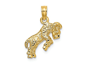 Picture of 14k Yellow Gold 3D Textured Aries Zodiac pendant
