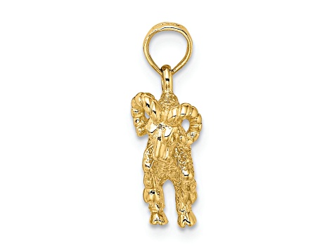 14k Yellow Gold 3D Textured Aries Zodiac pendant