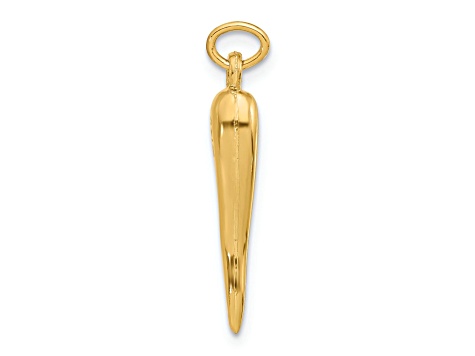 14k Yellow Gold Polished Hollow Italian Horn Pendant - 17S5XA