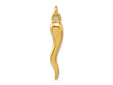 14k Yellow Gold Polished Hollow Italian Horn Pendant