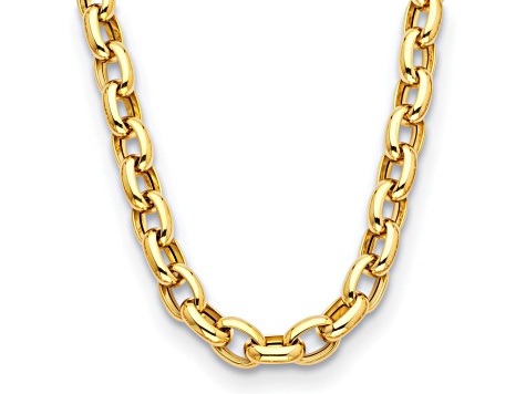 14K Yellow Gold 11.5mm Open Link Cable 20-inch Necklace