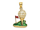 14k Yellow Gold Textured with Enamel 2D Golf Ball Charm