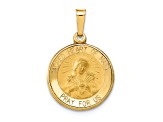 14K Yellow Gold Polished and Satin Sacred Heart of Mary Medal Hollow Pendant