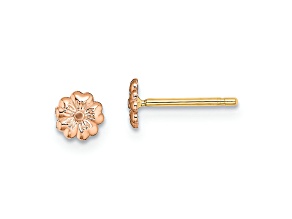 10k Rose Gold 4.4mm Textured Flower Stud Earrings