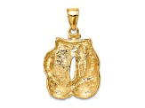 14k Yellow Gold Solid Polished Open-backed Boxing Gloves Pendant