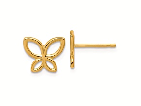 14K Yellow Gold Polished Butterfly Post Earrings