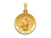 14K Yellow Gold Polished and Satin St Francis of Assisi Medal Hollow Pendant