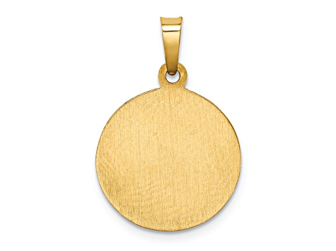 14K Yellow Gold Polished and Satin St Francis of Assisi Medal Hollow Pendant